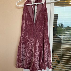 Mauve tie neck romper